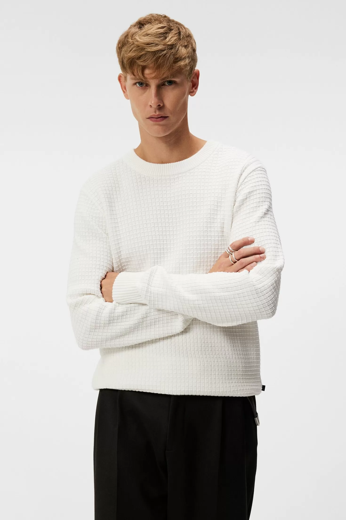Stickat<J.Lindeberg Archer Structure Sweater Cloud White
