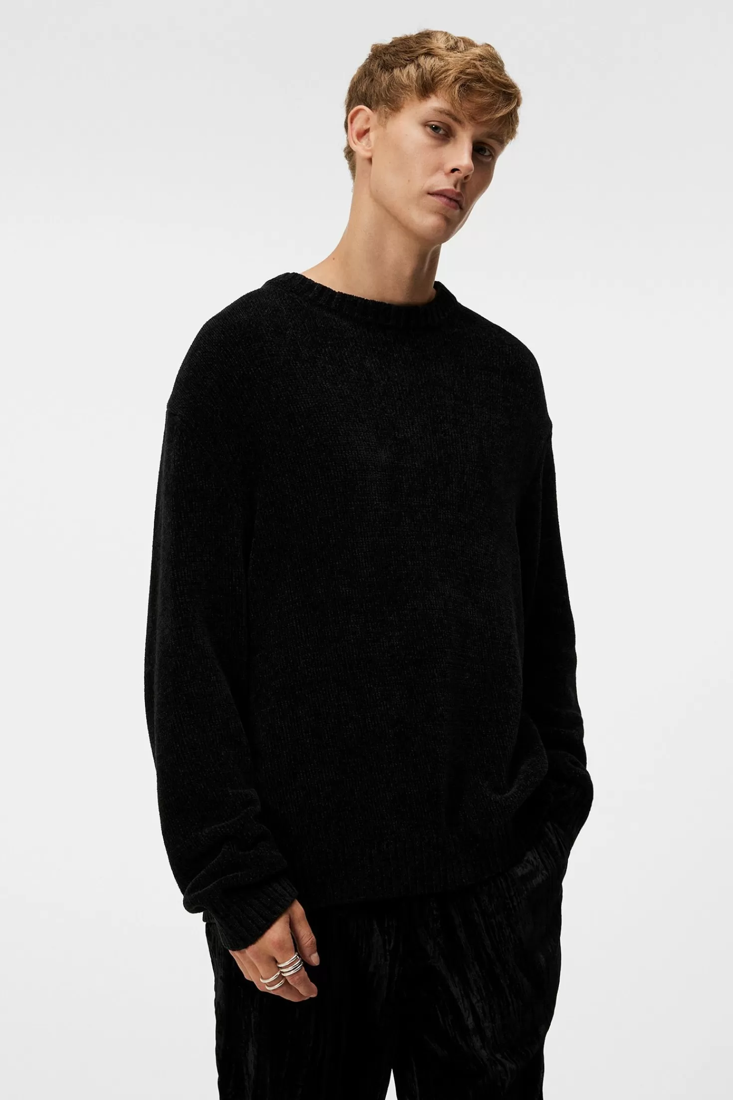 Stickat<J.Lindeberg Charles Chenille Sweater Black